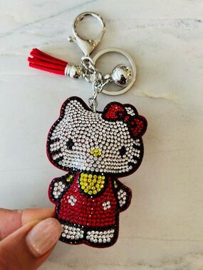 Hello Kitty Red and White Crystal Tassel Keychain by Hello Kitty